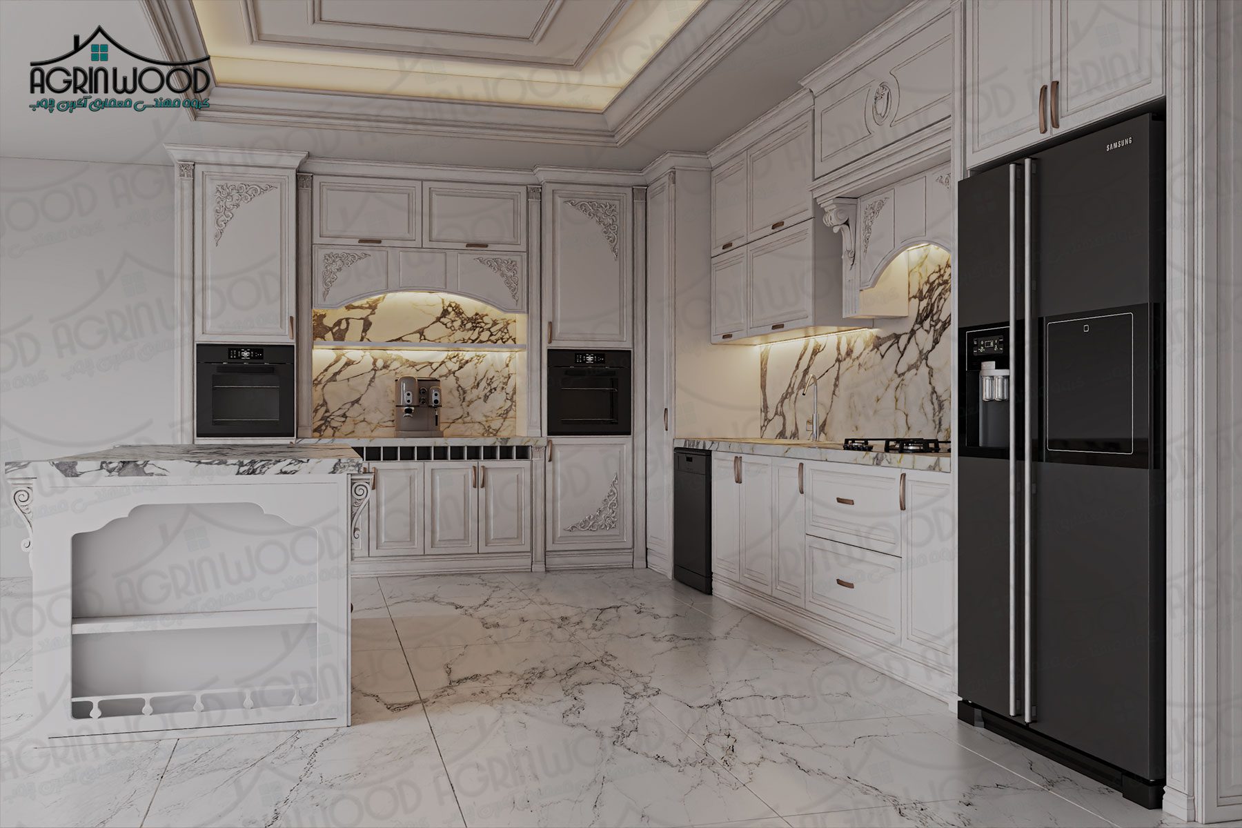 کابینت روکش چوب و ممبران