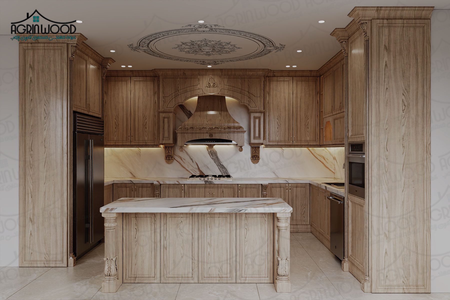 کابینت طرحدار روکش چوب