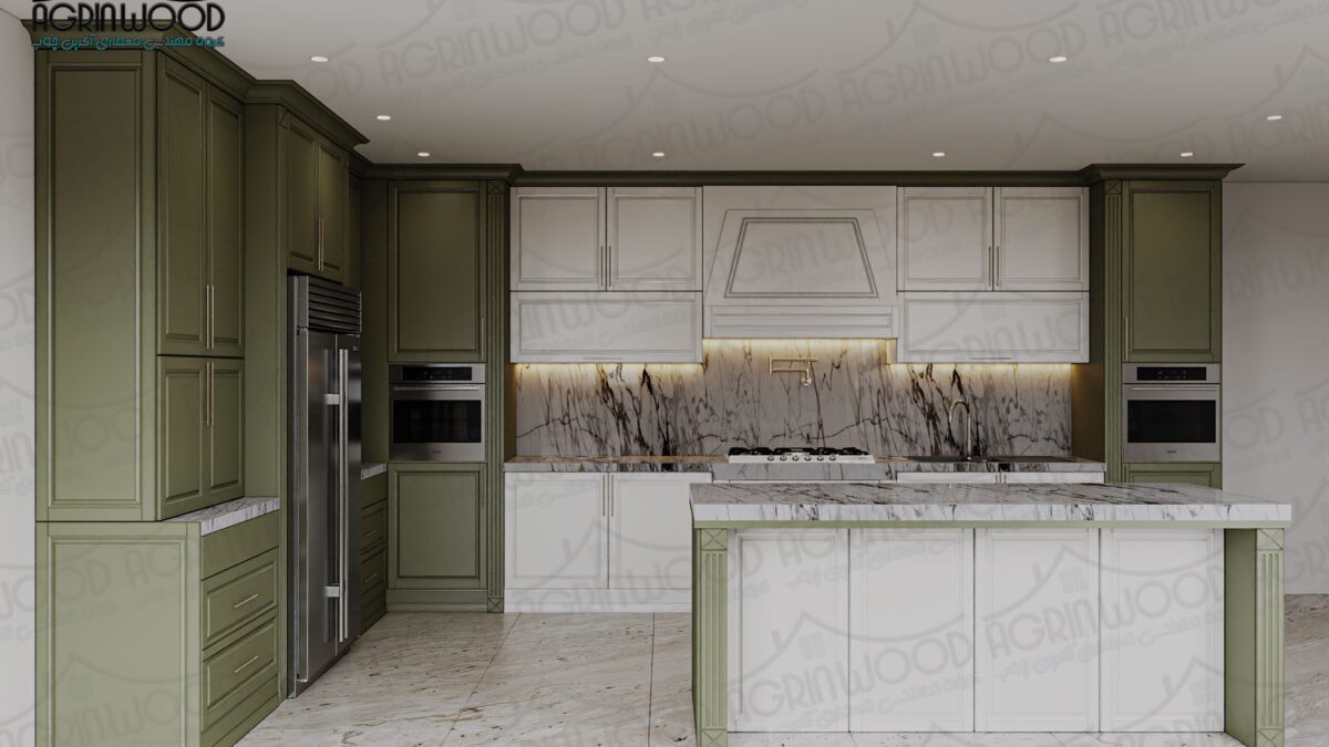 کابینت دو رنگ ترندی خلاقانه در آشپزخانه