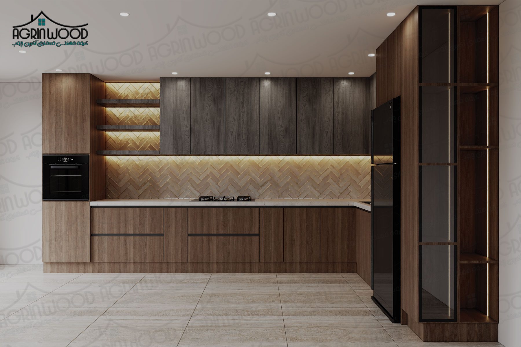 کابینت دو رنگ چوبی