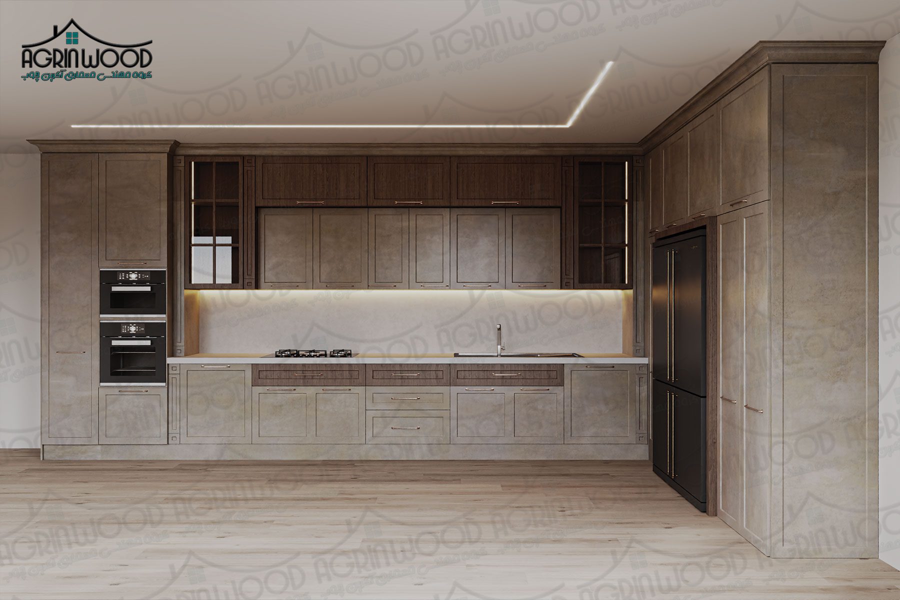 کابینت روکش چوب دو رنگ