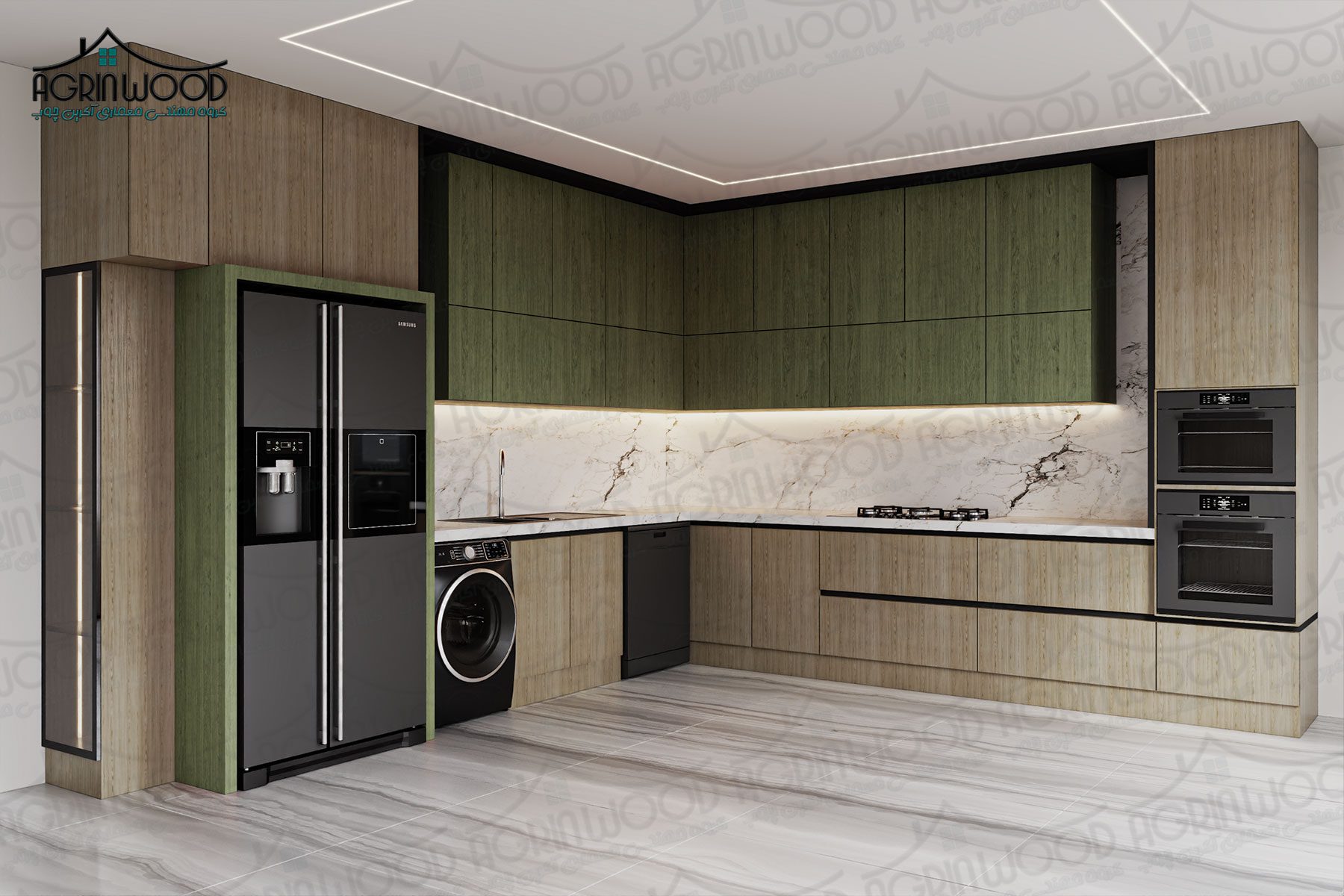 کابینت دو رنگ چوبی