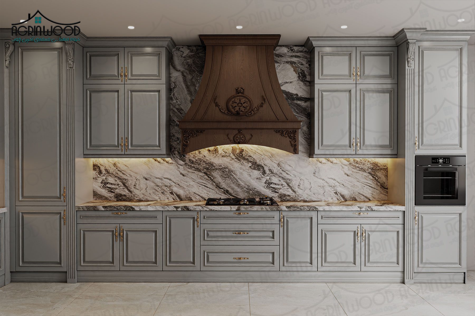 کابینت روکش چوب دو رنگ