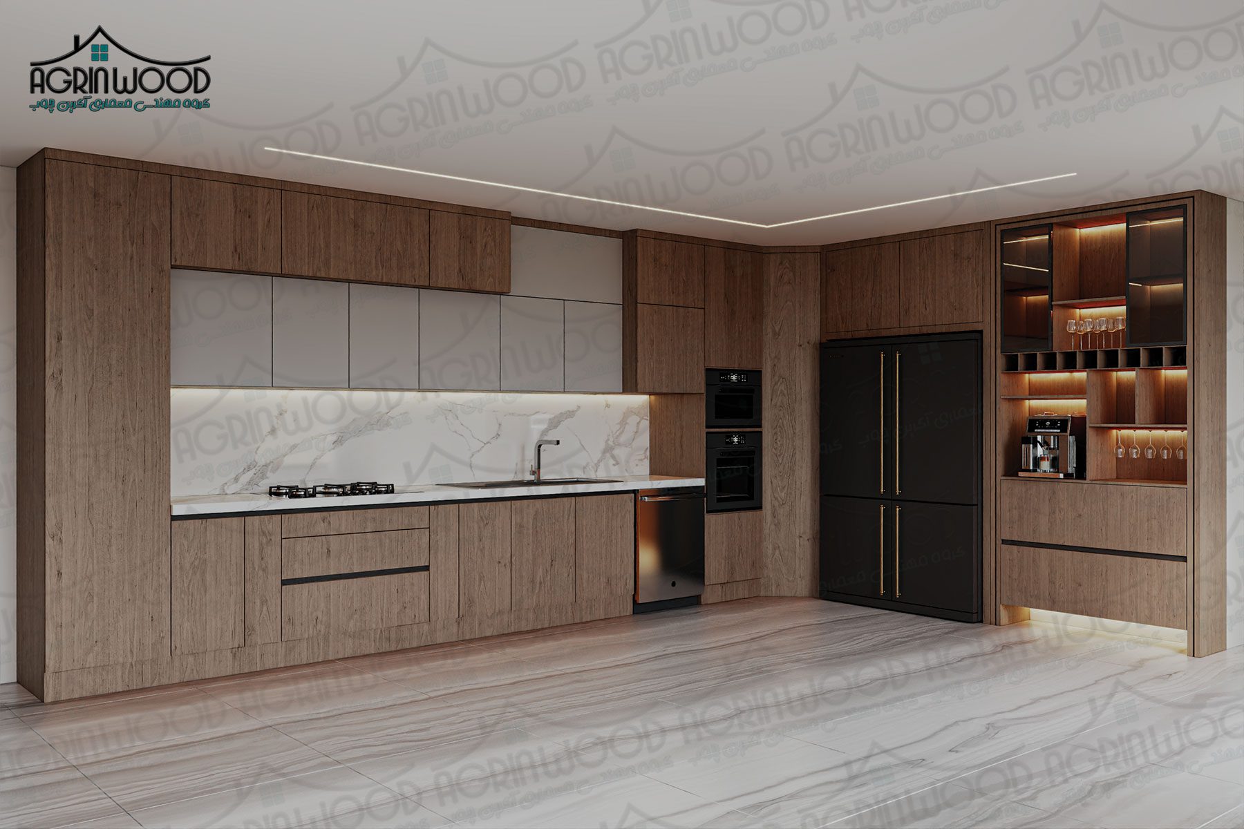 کابینت طرحدار دو رنگ کابینت طرحدار دو رنگ