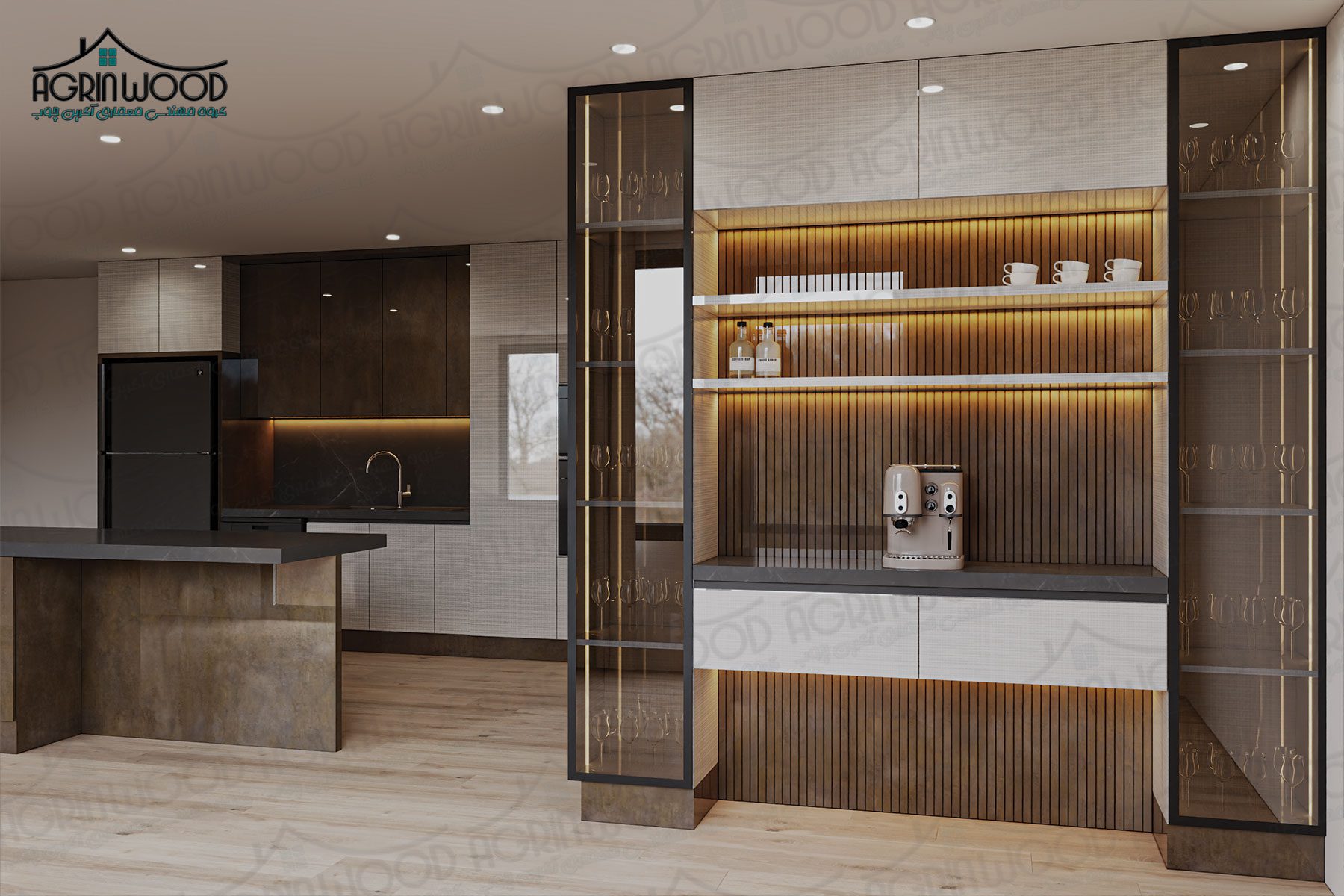 مدل مدرن کابینت دو رنگ