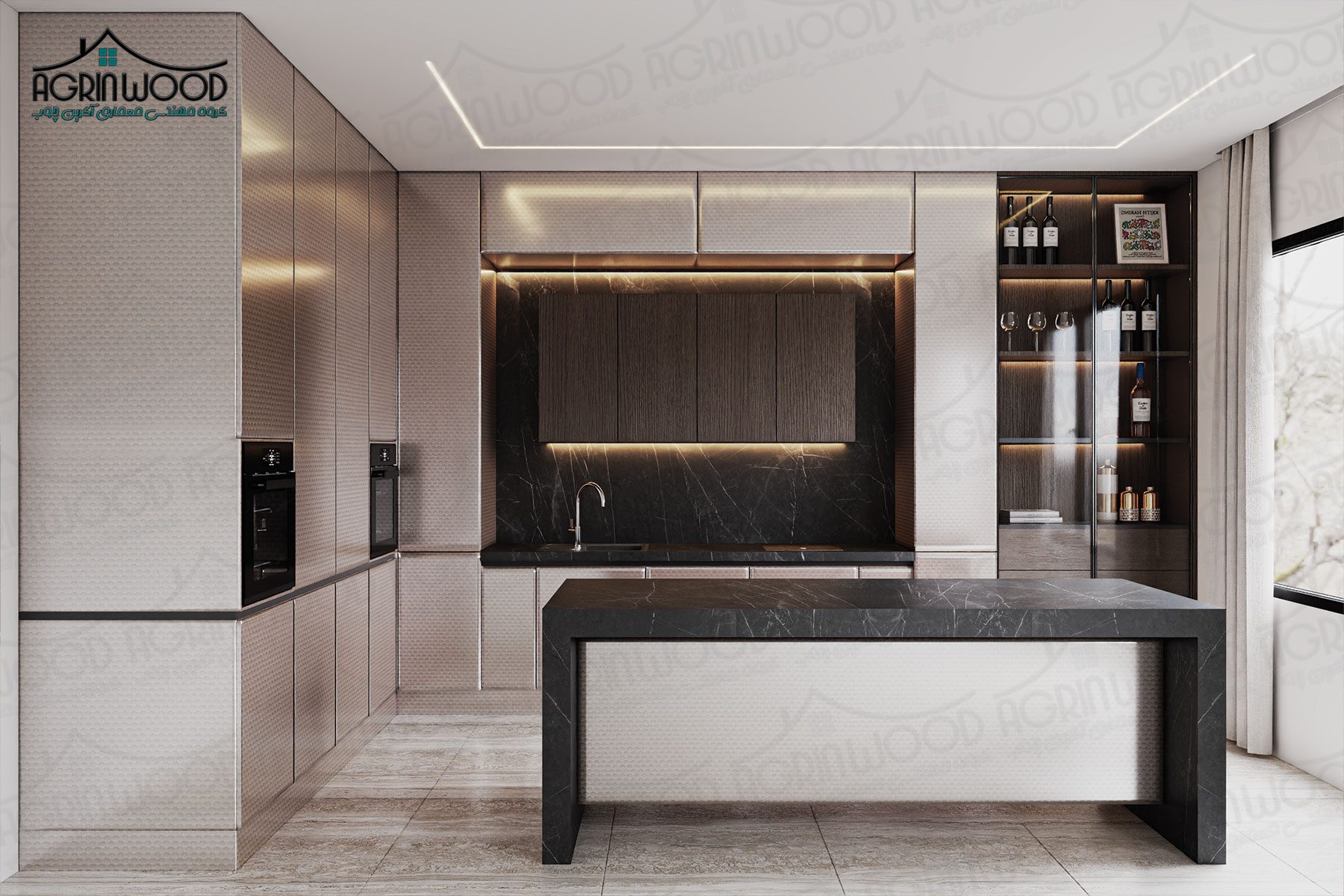 ترکیب کابینت چوبی با های گلاس