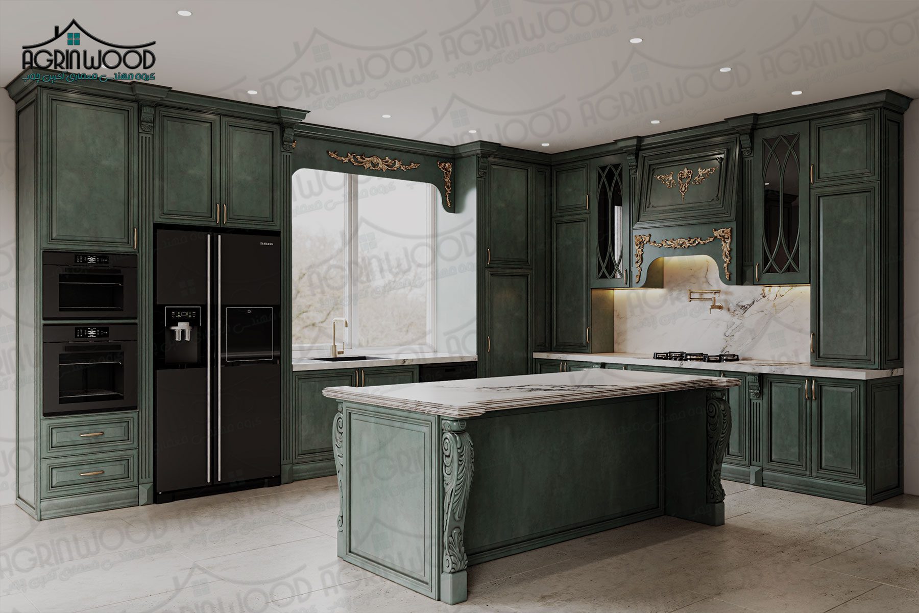 کابینت چوبی با پتینه کاری