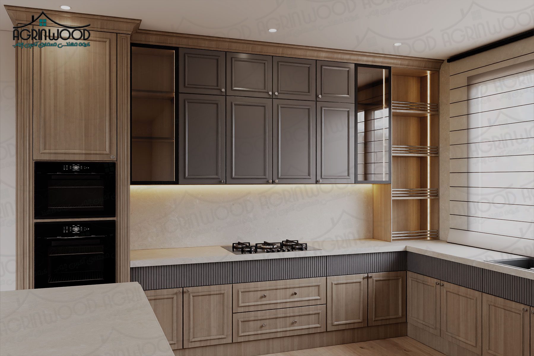 کابینت چوبی دو رنگ