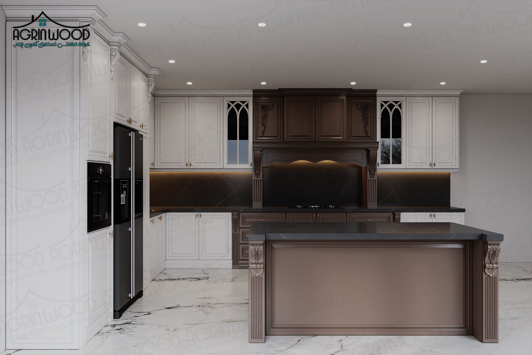 رنگ کابینت ممبران سفید قهوه ای رنگ کابینت ممبران سفید قهوه ای