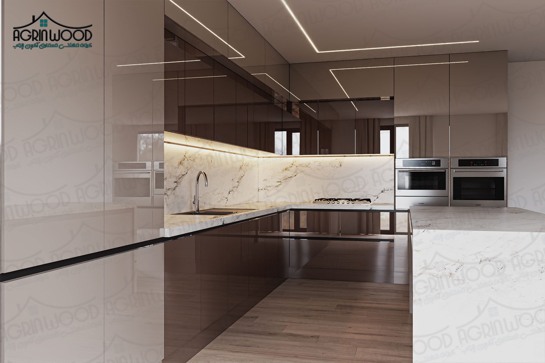 کابینت کرم قهوه ای های گلاس کابینت کرم قهوه ای های گلاس