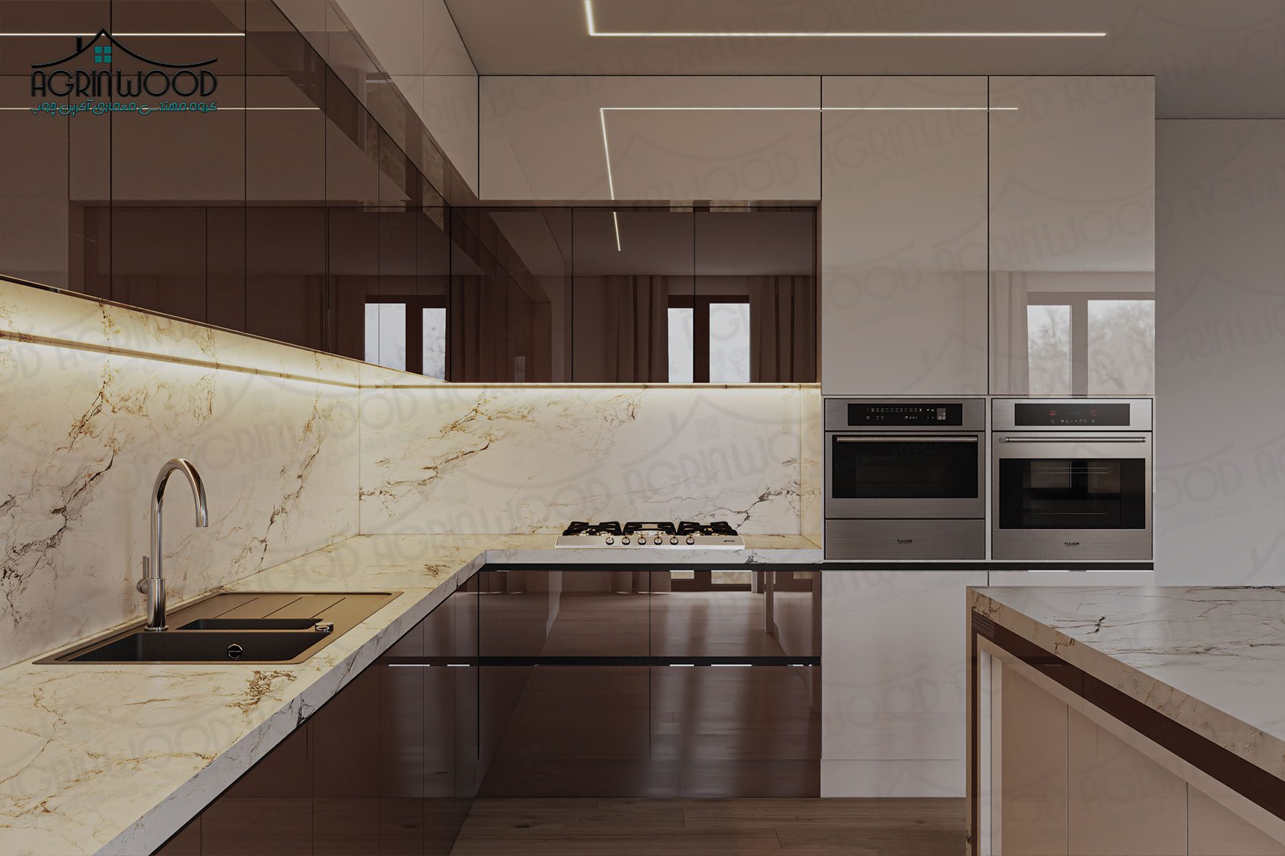 کابینت کرم قهوه ای مدرن کابینت کرم قهوه ای مدرن