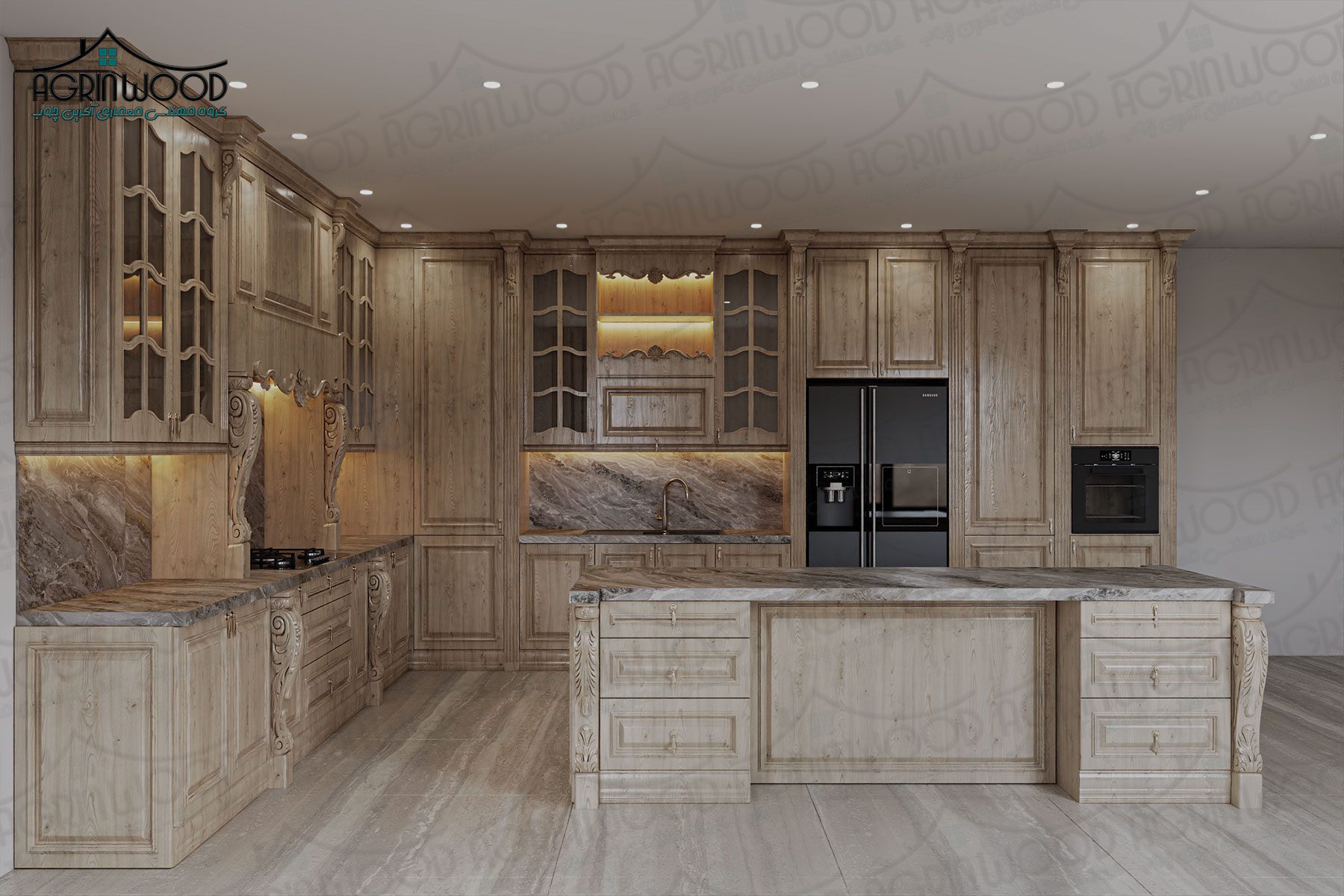 بهترین کابینت کرم روکش چوب