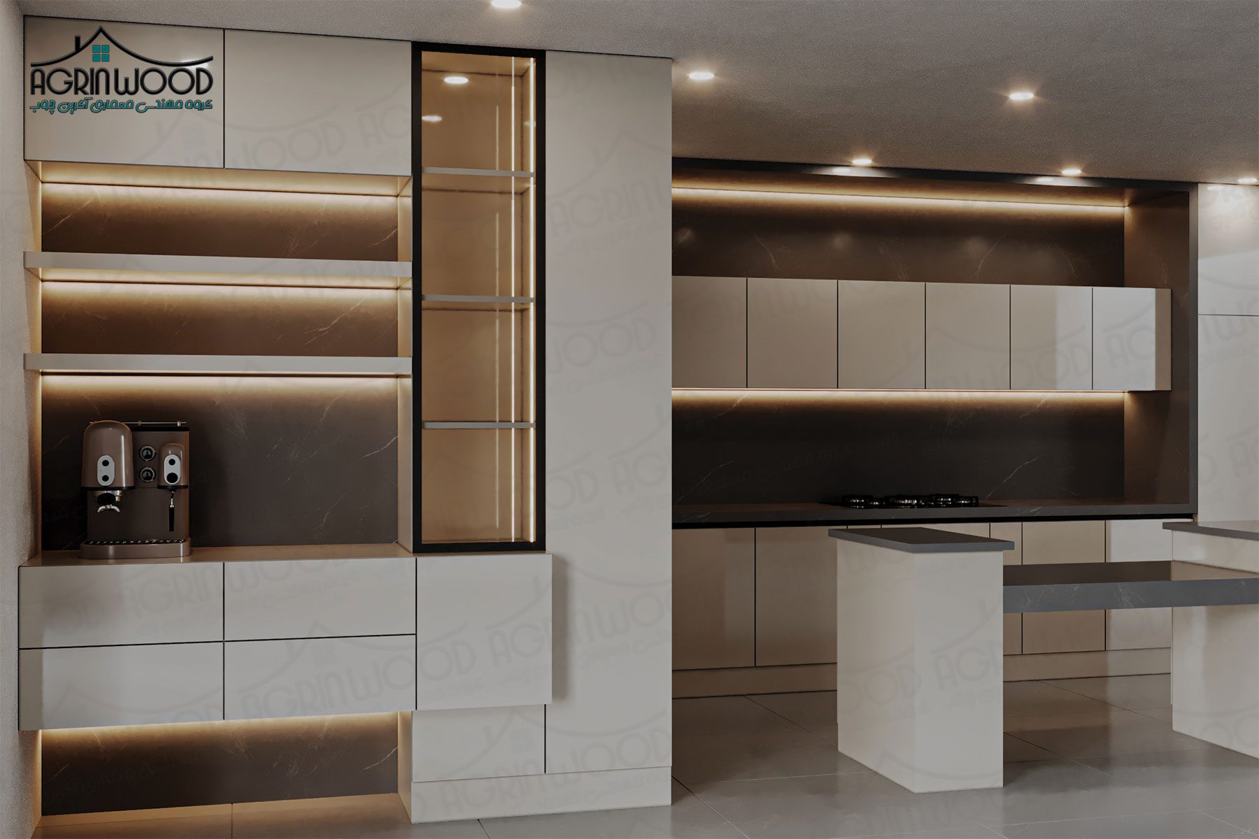 بهترین کابینت کرم پلی گلاس