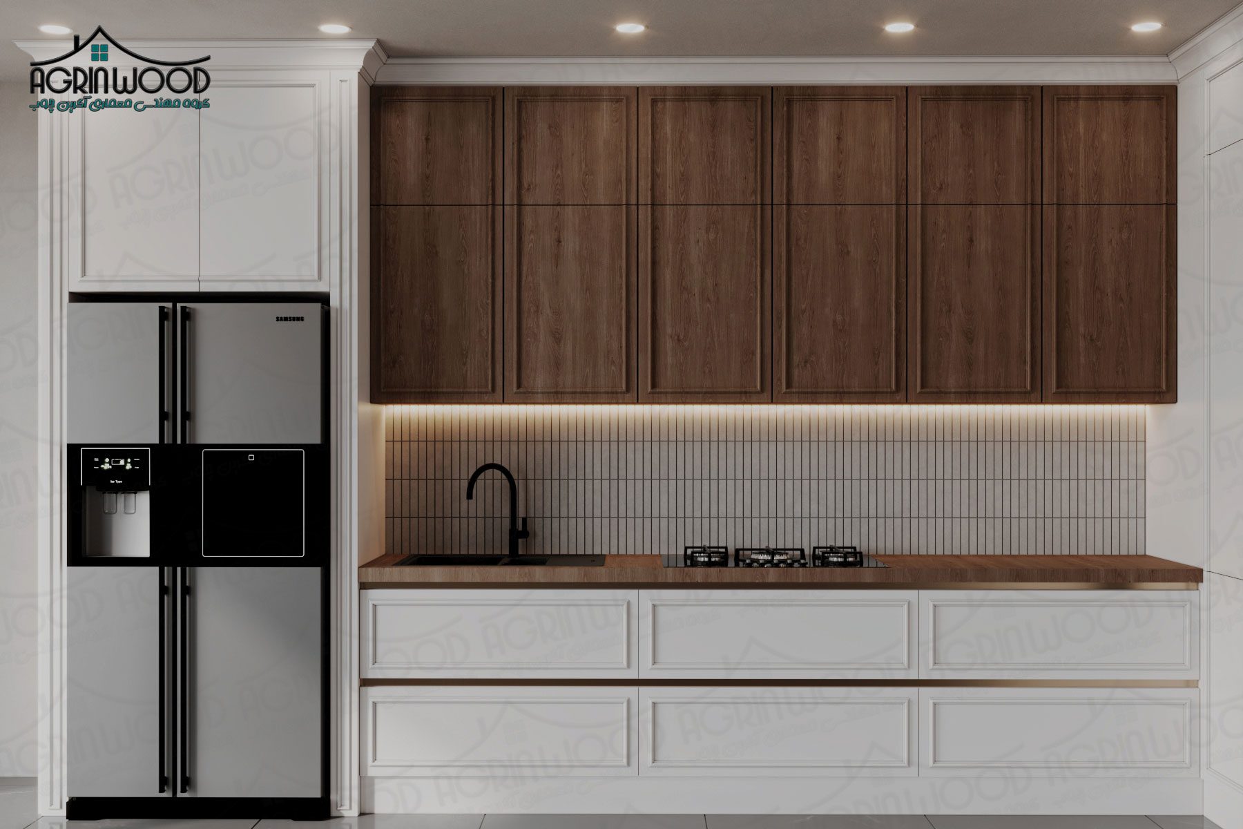 کابینت کرم قهوه ای نئوکلاسیک کابینت کرم قهوه ای نئوکلاسیک