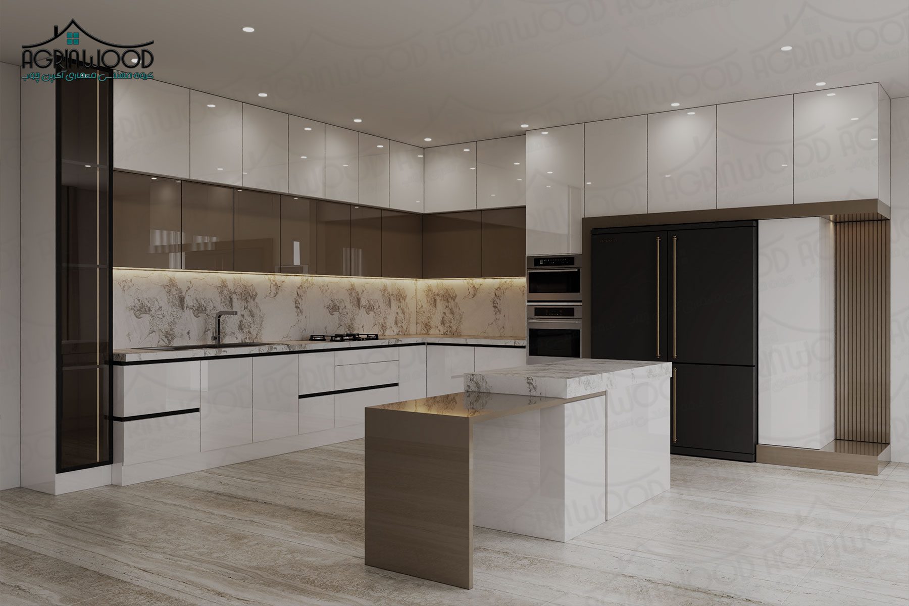 کابینت کرم قهوه ای های گلاس کابینت کرم قهوه ای های گلاس