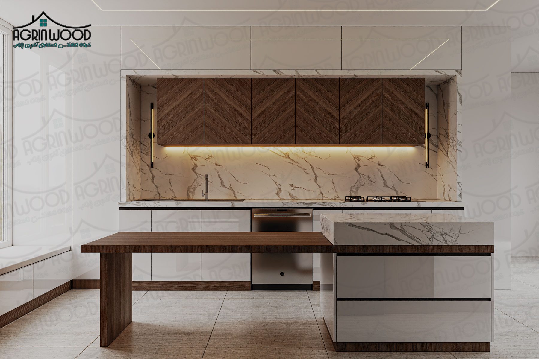 کابینت کرم قهوه ای مدرن کابینت کرم قهوه ای مدرن