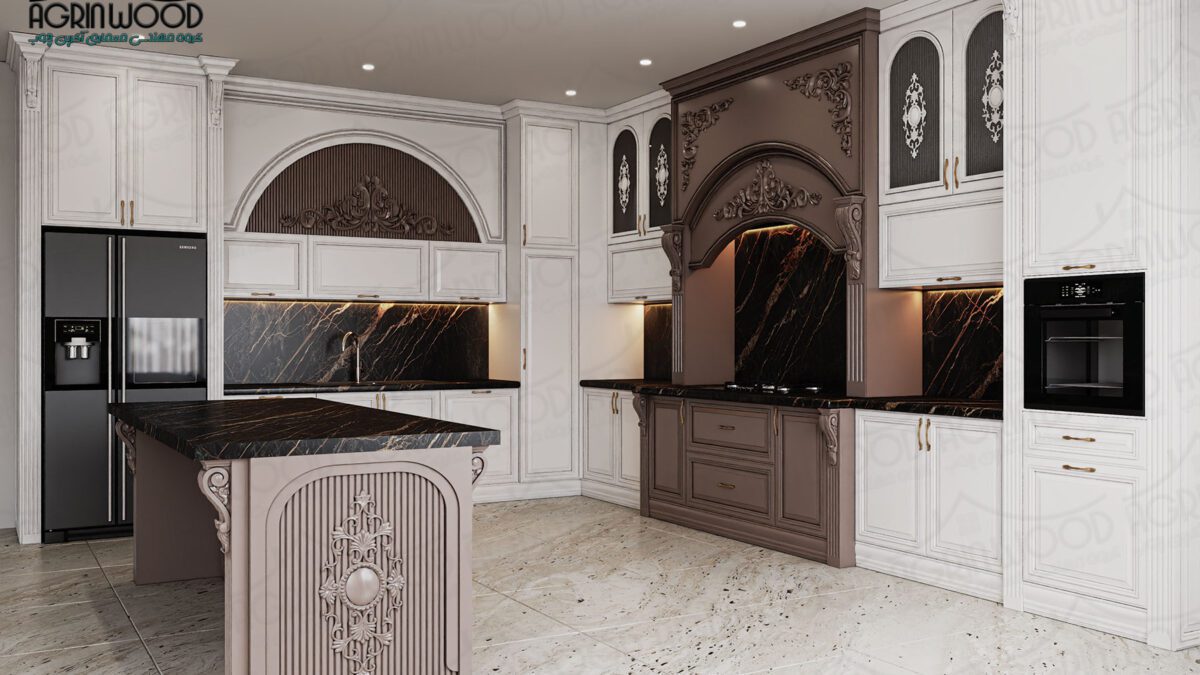 رنگ کابینت ممبران سفید قهوه ای