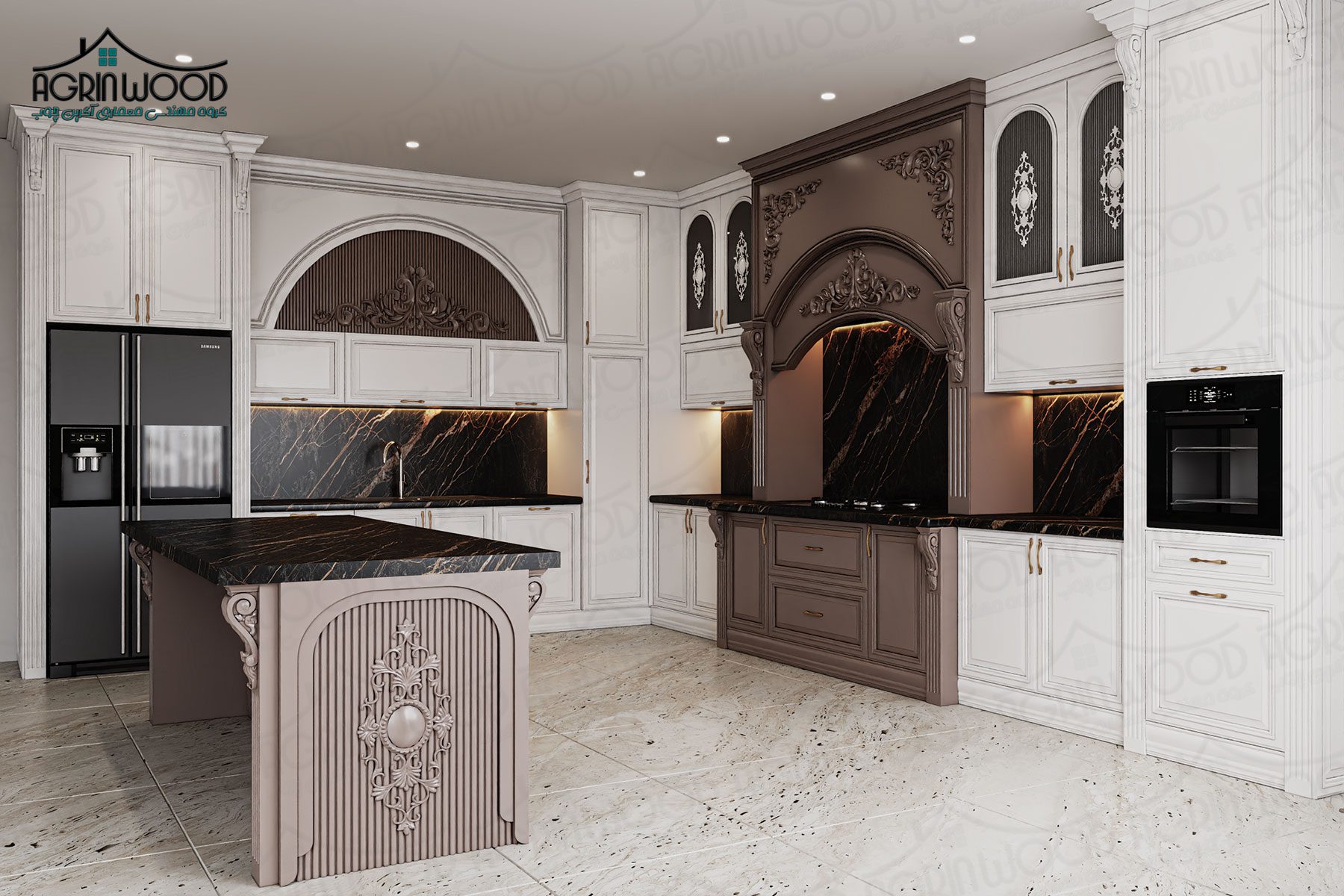 رنگ کابینت ممبران سفید قهوه ای