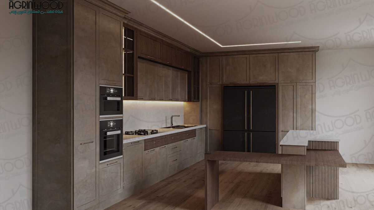 کابینت کرم قهوه ای نئوکلاسیک