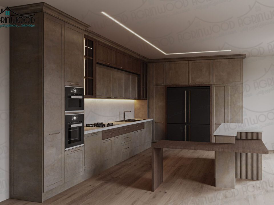 کابینت کرم قهوه ای نئوکلاسیک