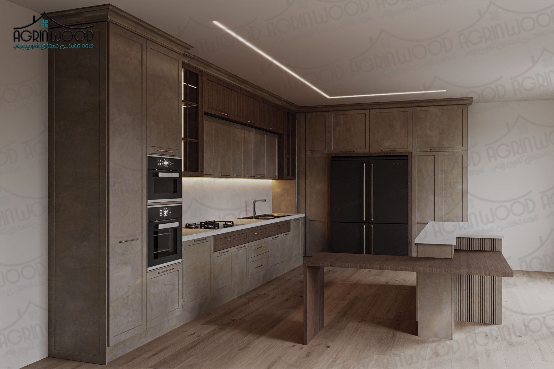 کابینت کرم قهوه ای نئوکلاسیک