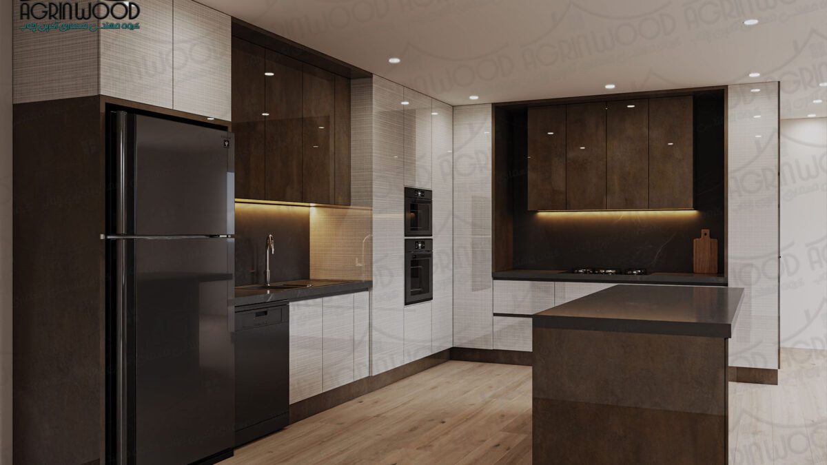 کابینت کرم قهوه ای های گلاس