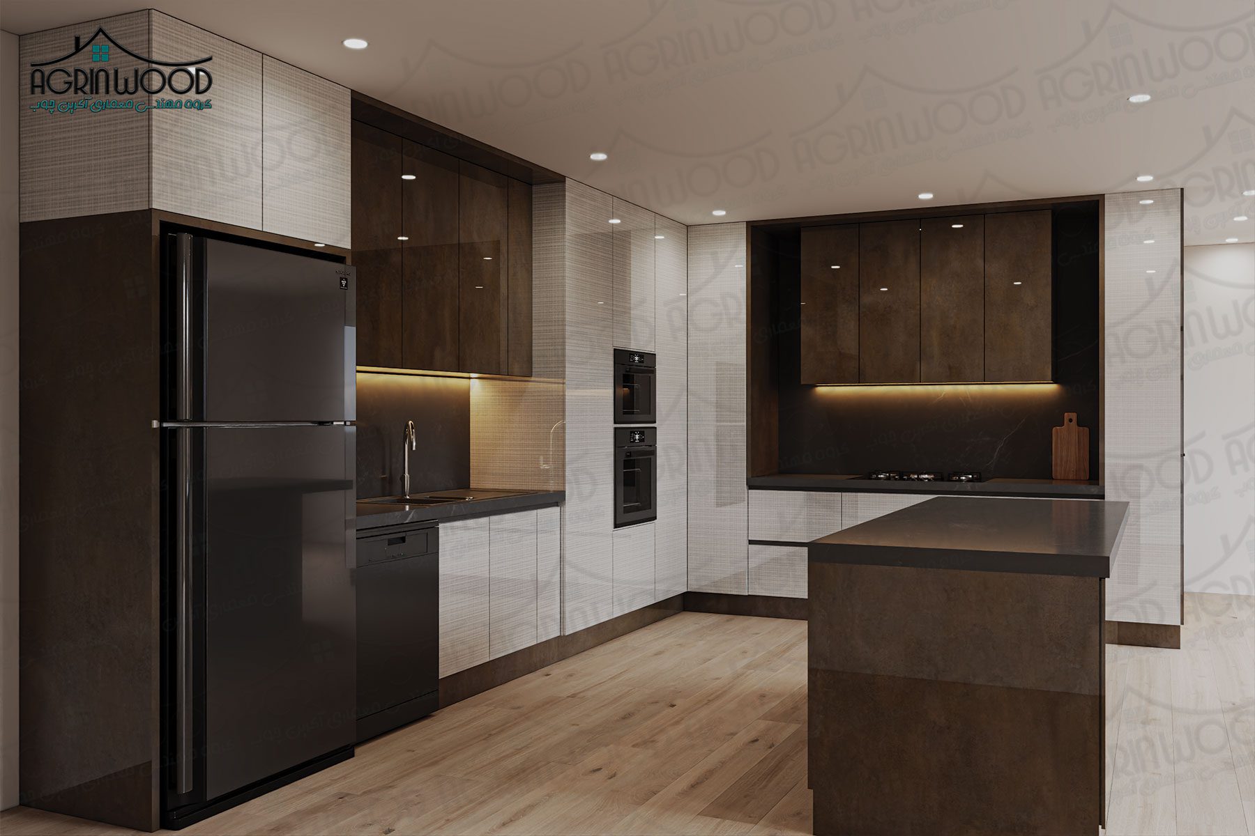 کابینت کرم قهوه ای های گلاس