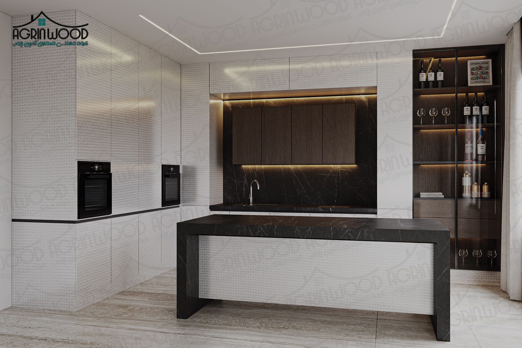 کابینت کرم قهوه ای مدرن