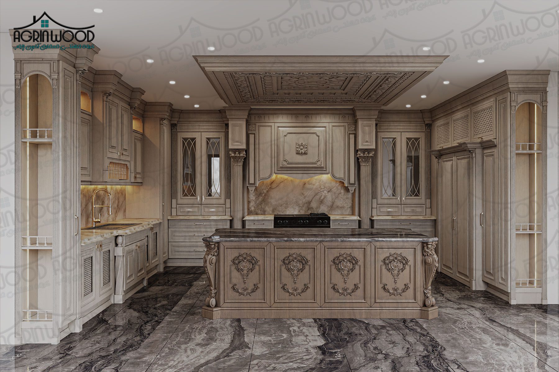 کابینت کرم قهوه ای کلاسیک