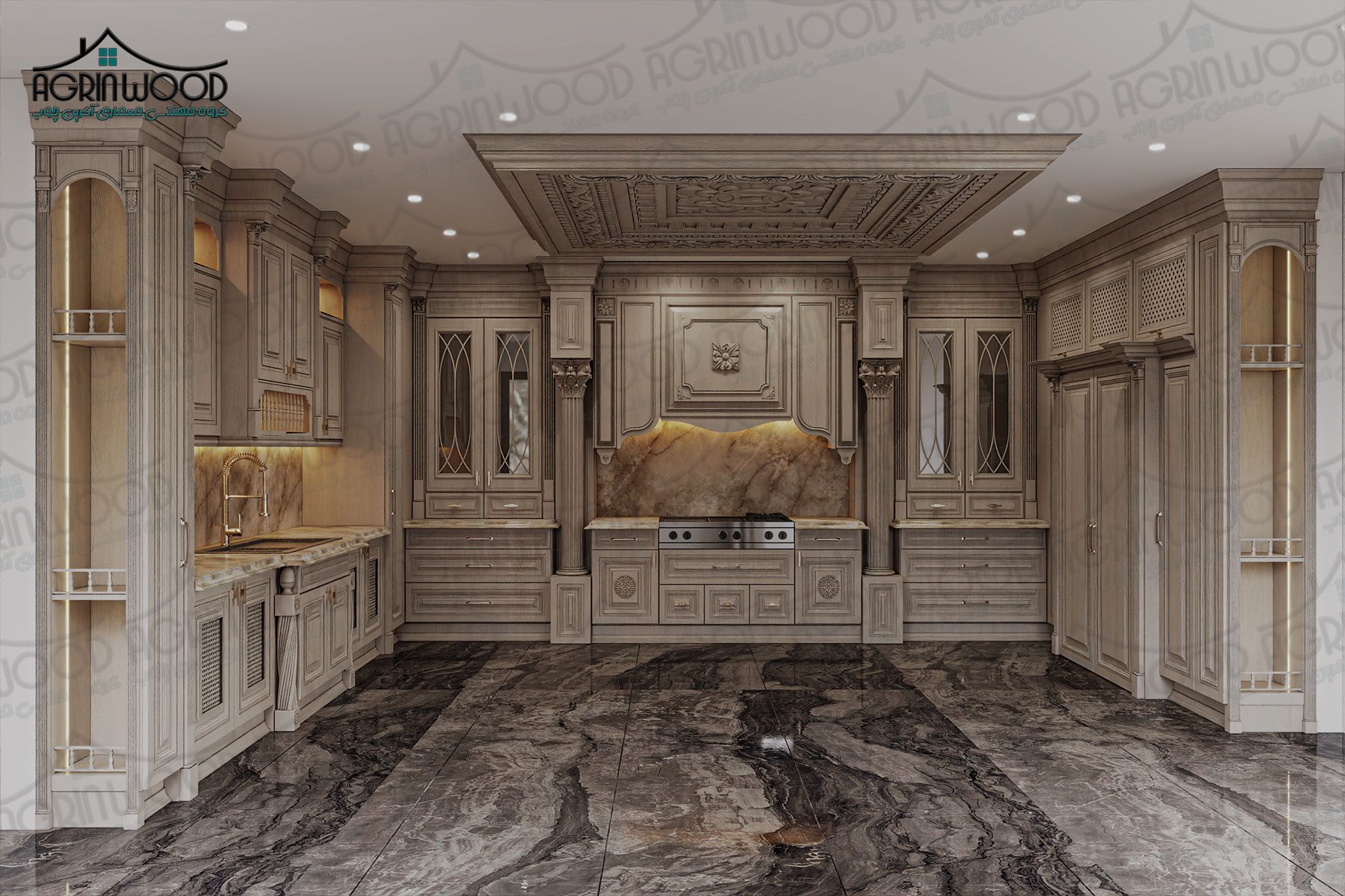 طرح کابینت کرم کلاسیک