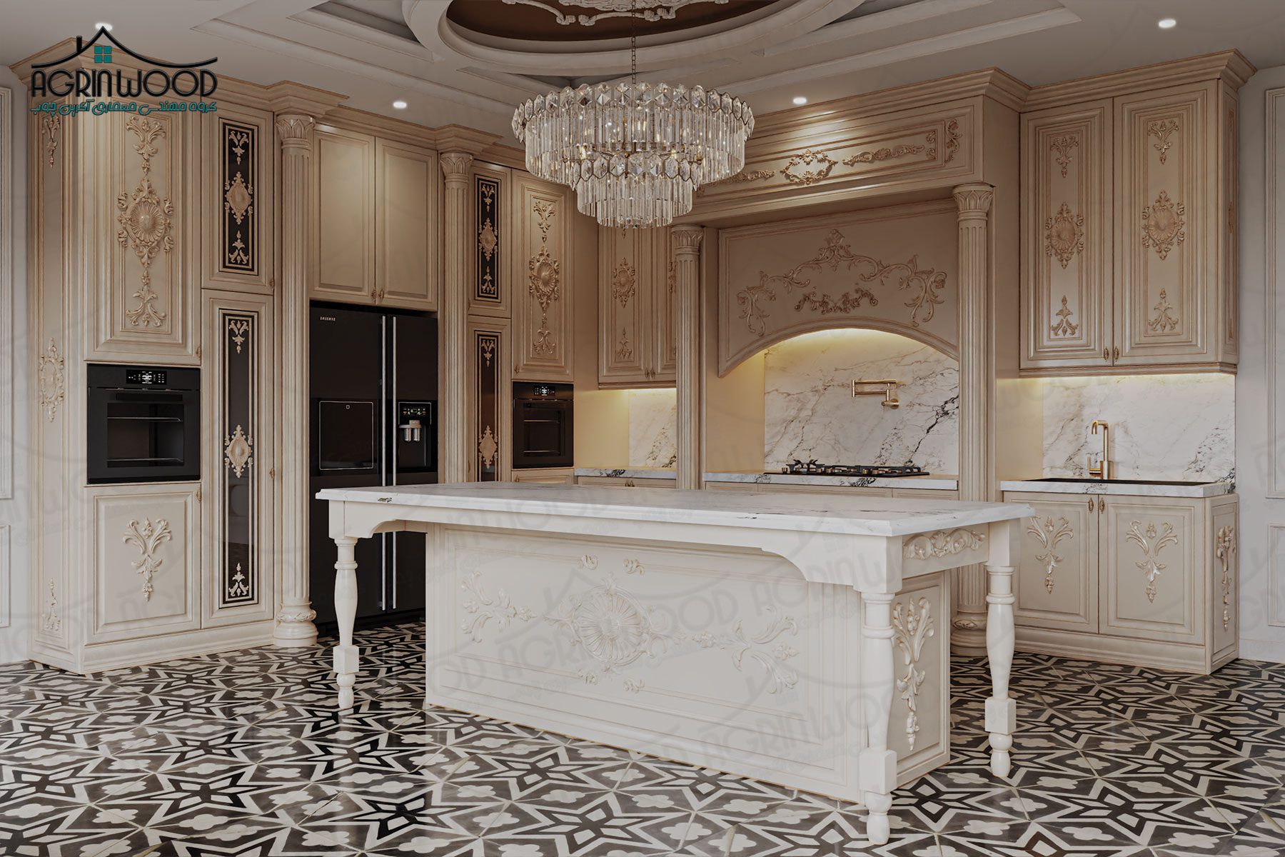 بهترین کابینت کرم روکش چوب