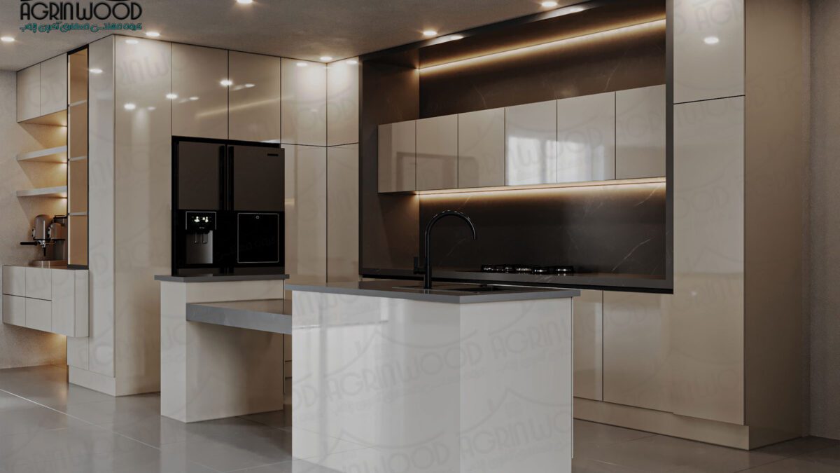 بهترین کابینت کرم پلی گلاس