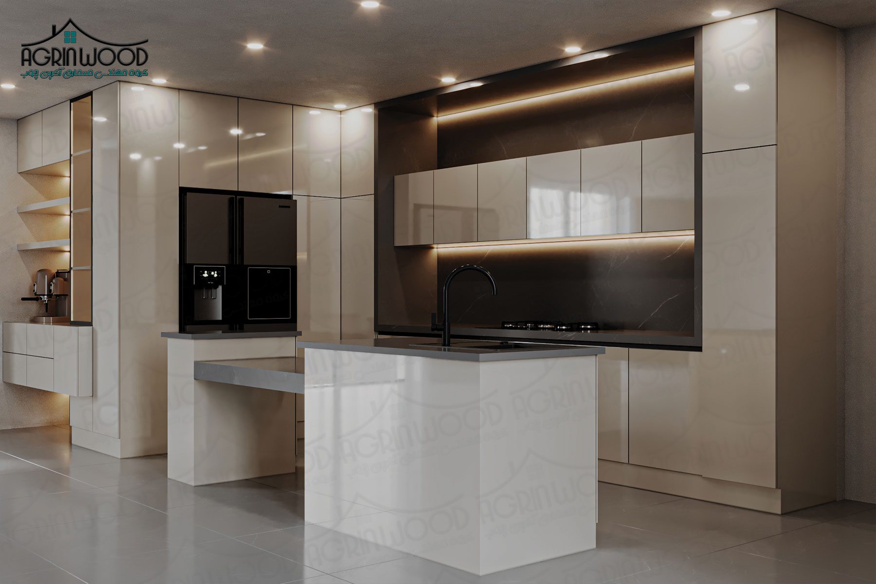 بهترین کابینت کرم پلی گلاس