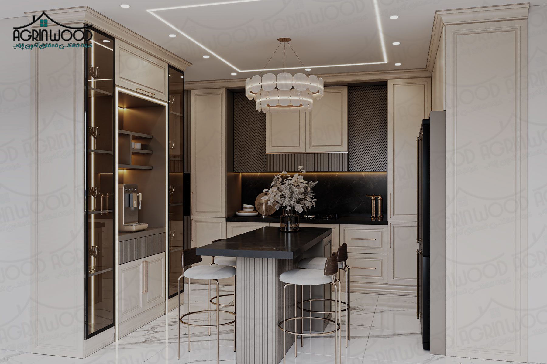 بهترین کابینت کرم نئوکلاسیک