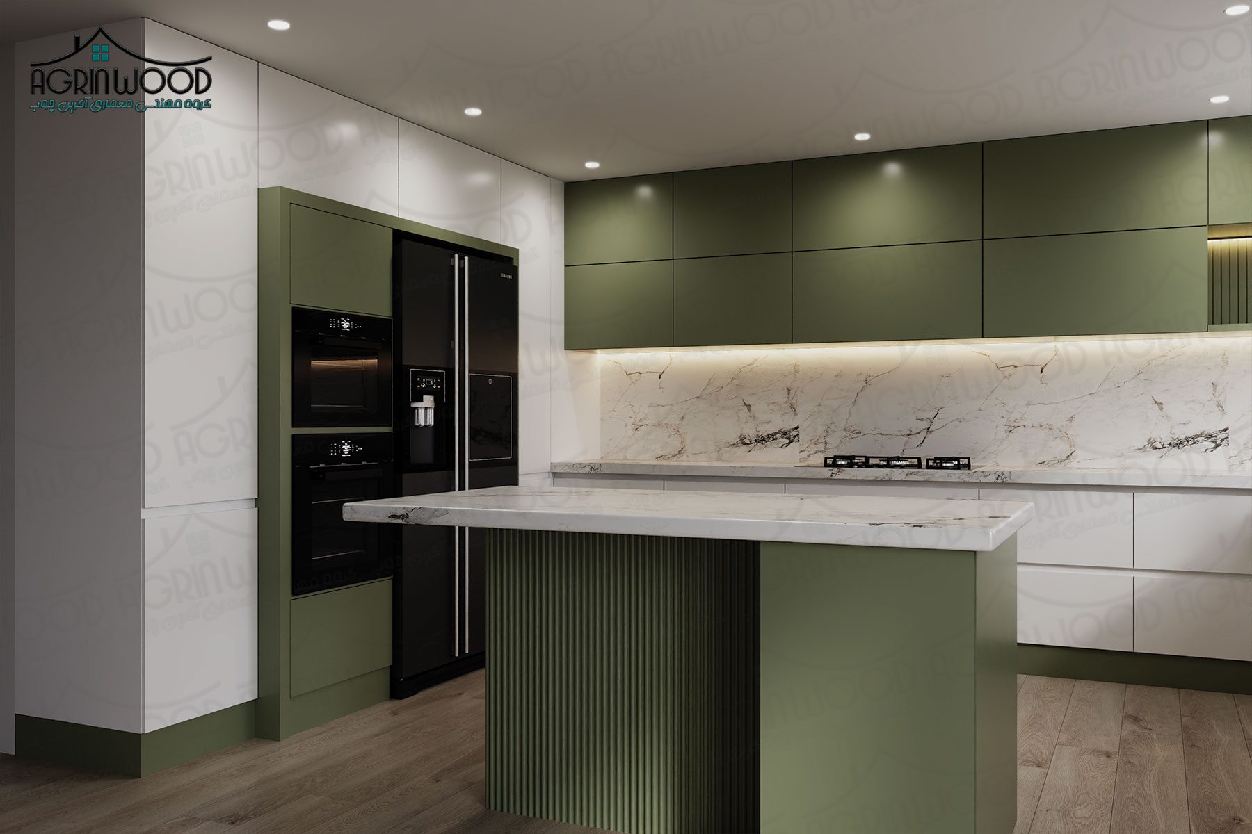کابینت آشپزخانه سبز و سفید کابینت آشپزخانه سبز و سفید