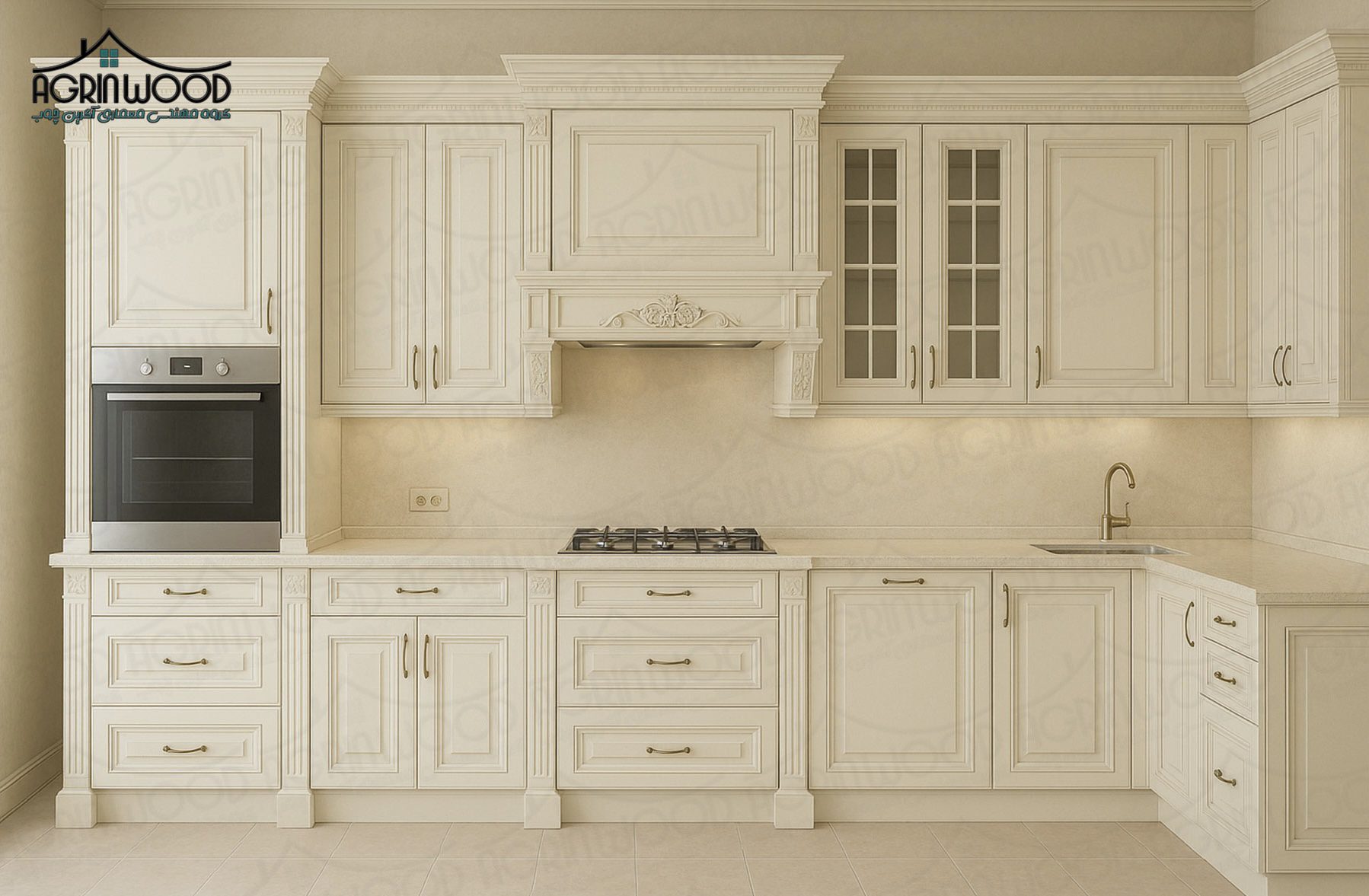 طرح کابینت کرم کلاسیک