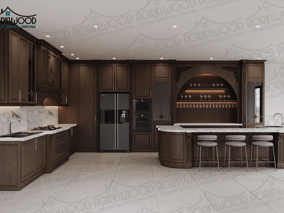 مدل شیک کابینت روکش چوب