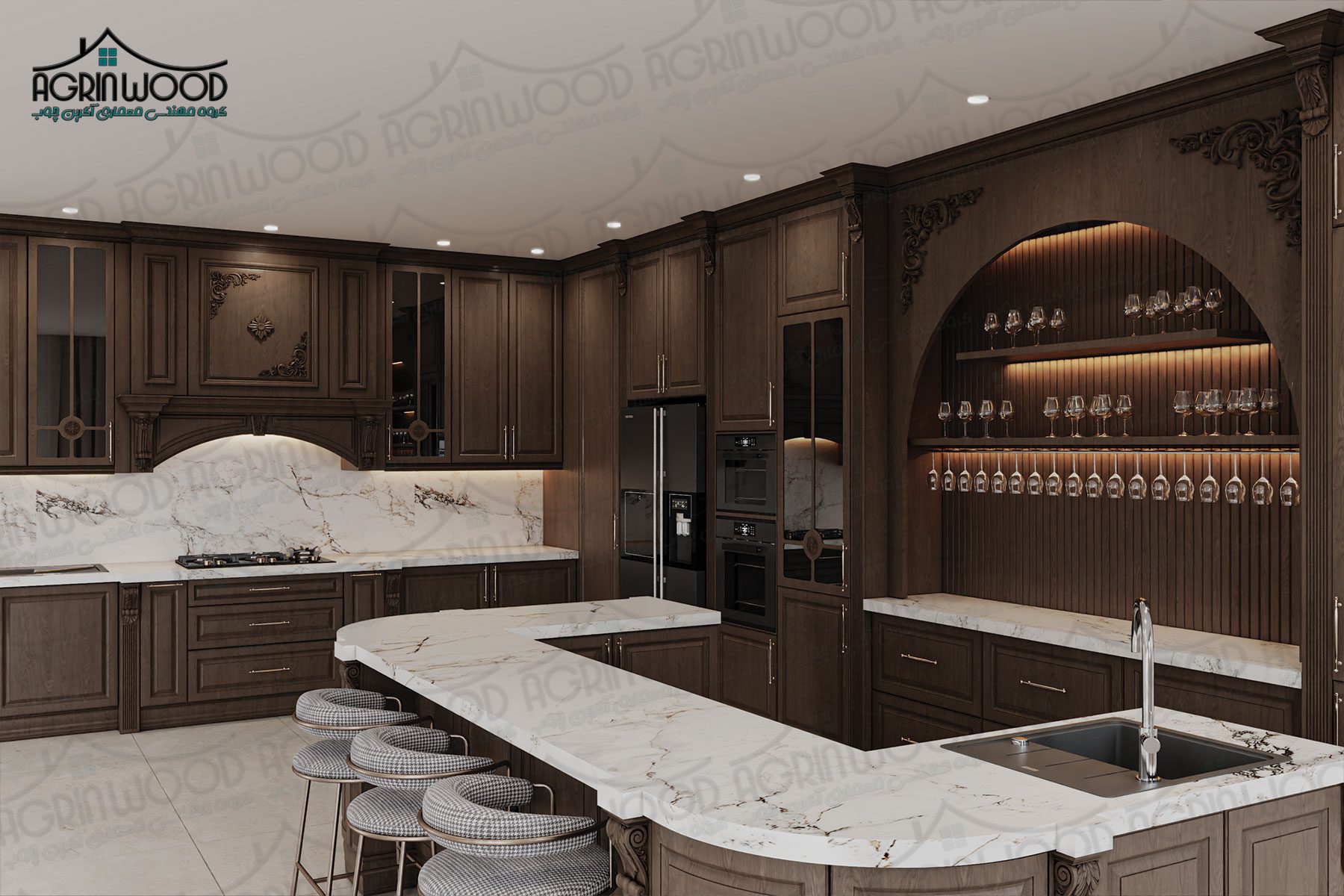 رنگ ایده آل کابینت روکش چوب