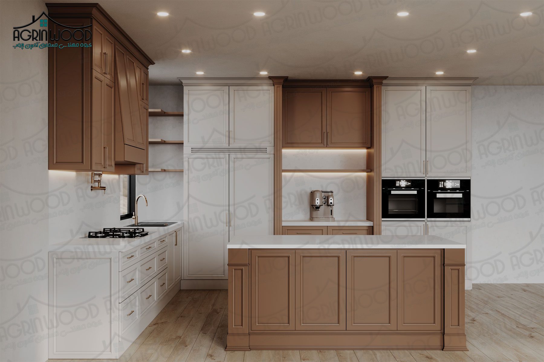 مدل شیک کابینت روکش چوب