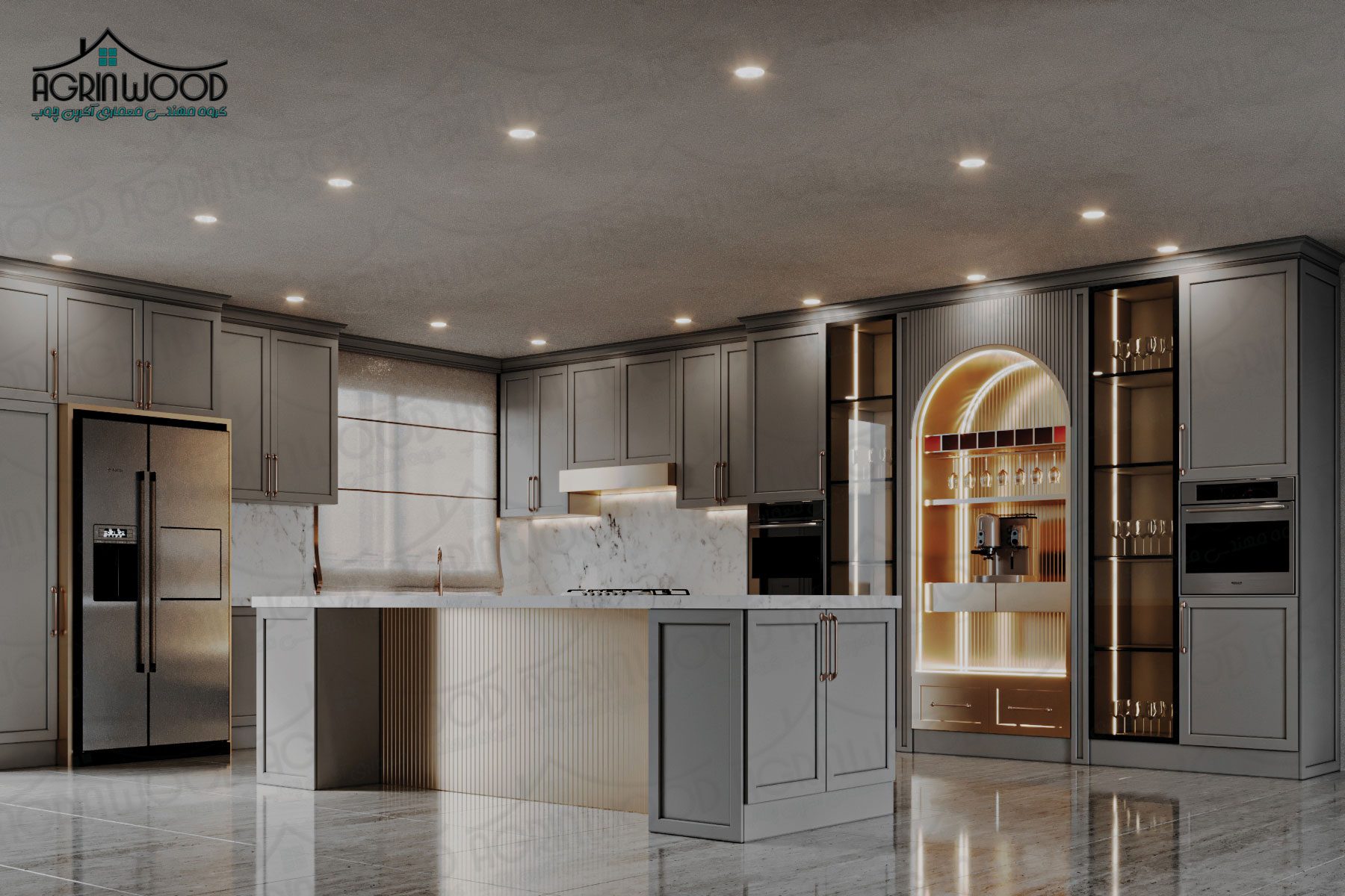 ترکیب رنگی کابینت کف تراش