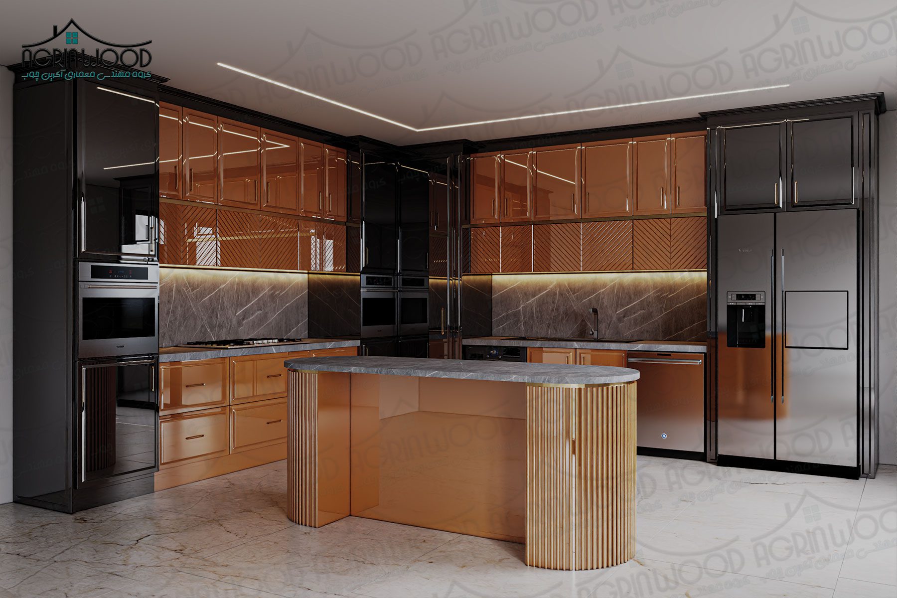 کابینت نئوکلاسیک نارنجی