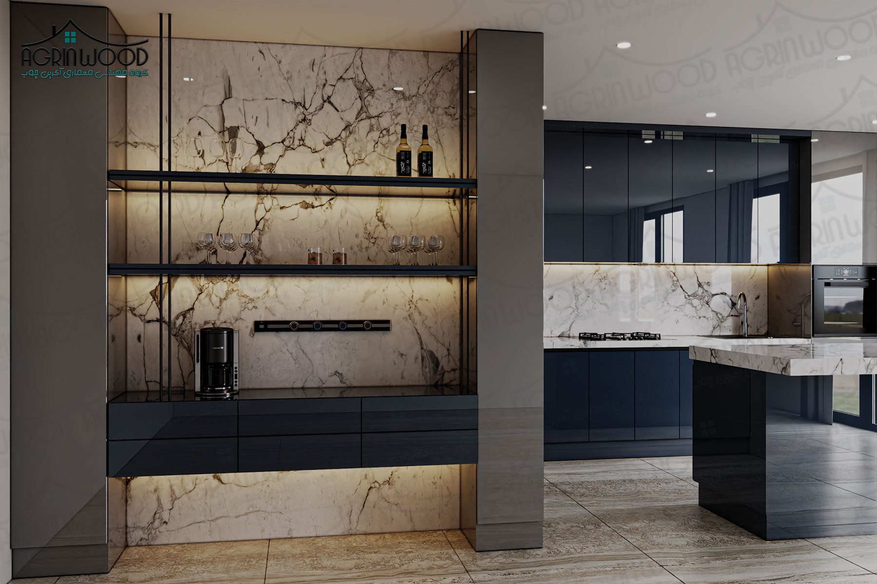 طرح خاص کابینت پلی گلاس