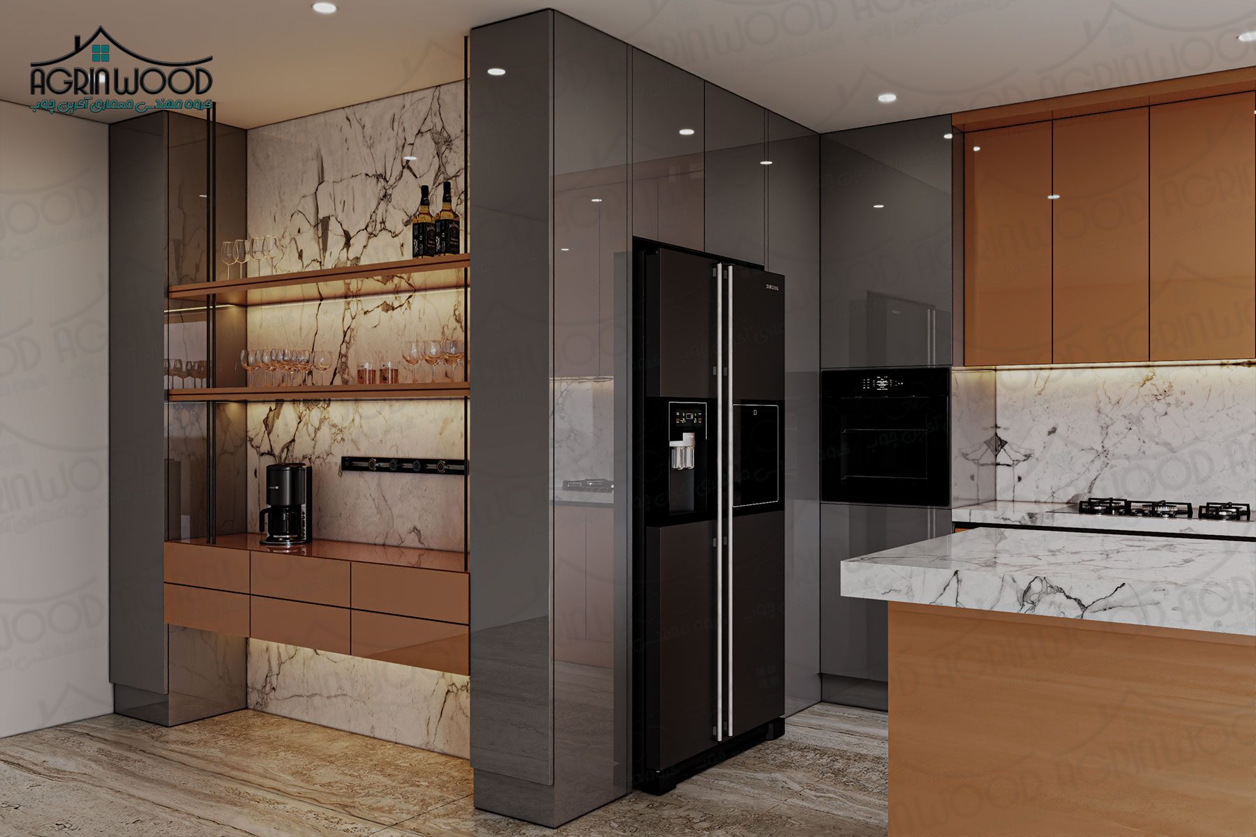 کابینت پلی گلاس نارنجی