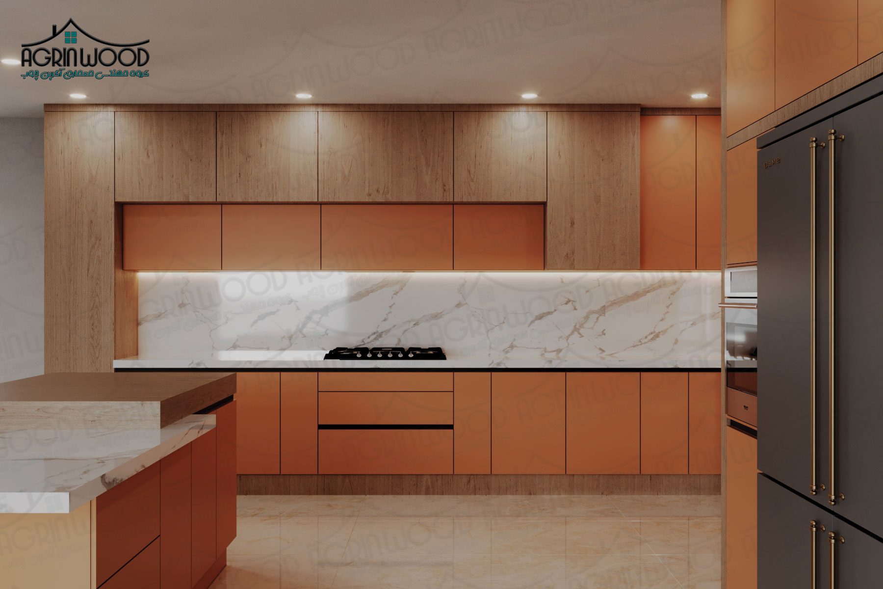 کابینت آشپزخانه نارنجی