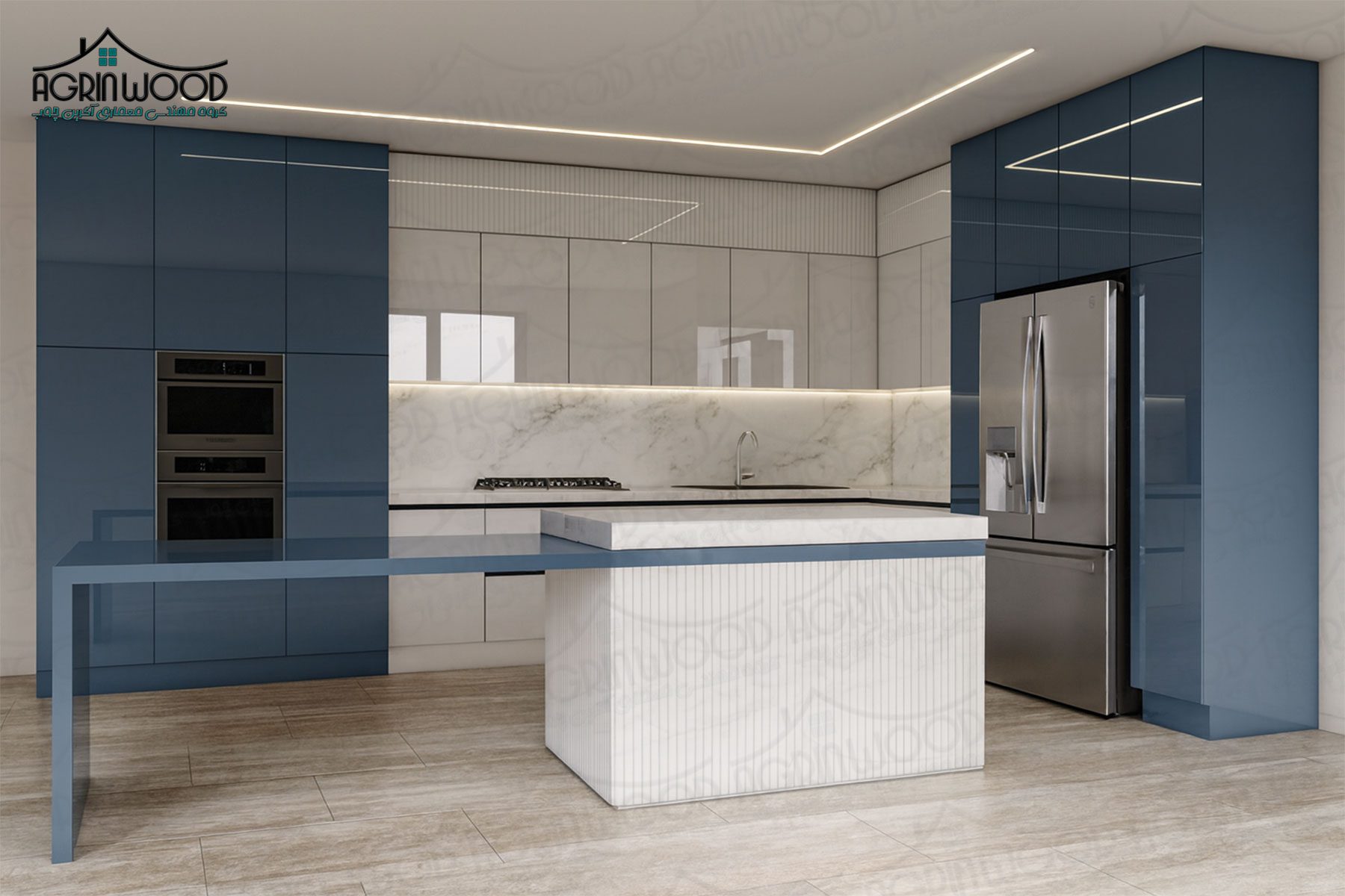 کابینت پلی‌گلاس سرمه ای