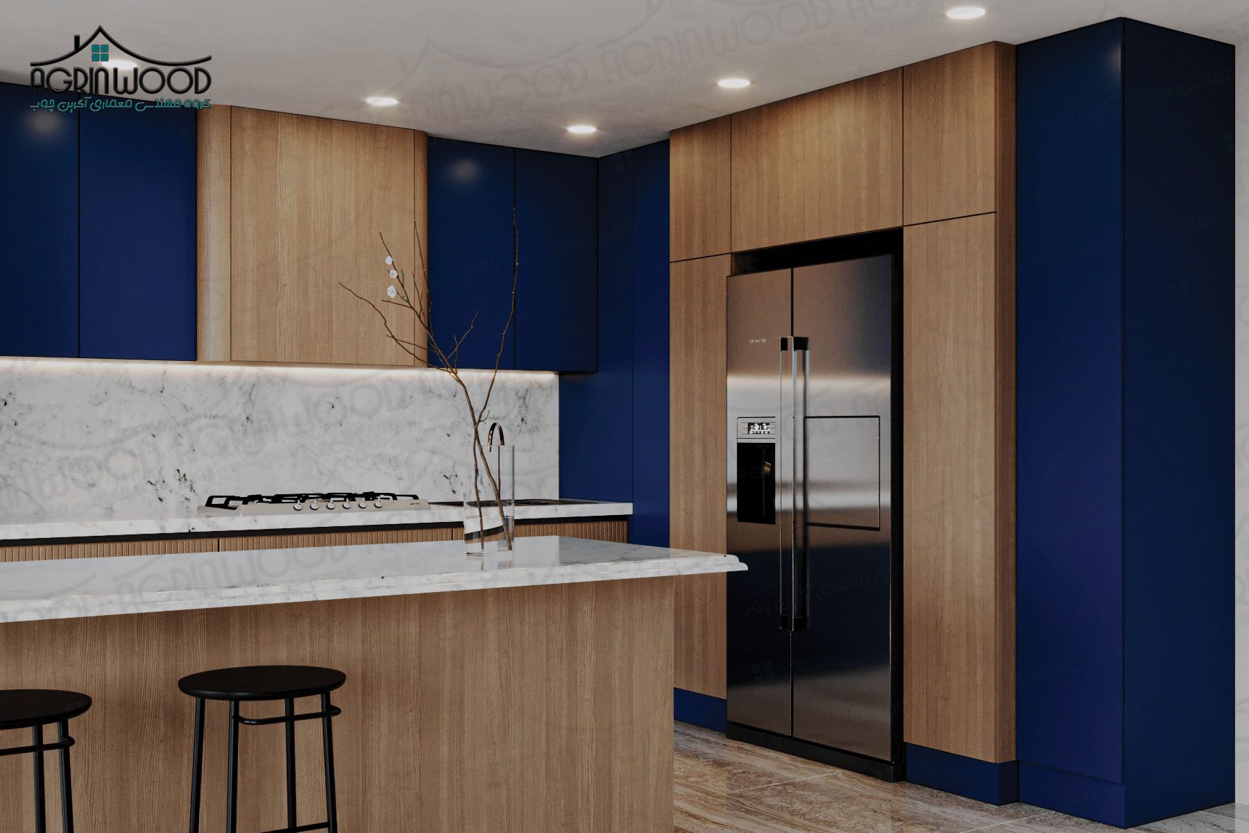 کابینت روکش وکیوم سرمه ای