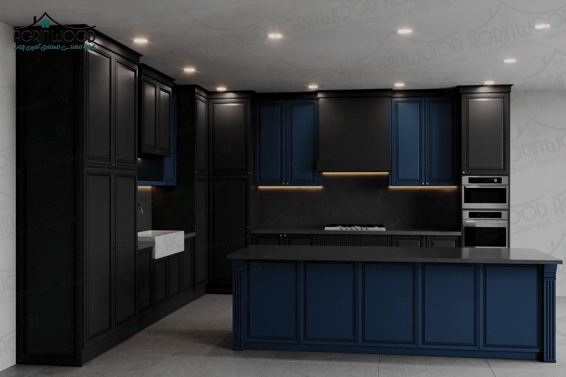 کابینت روکش وکیوم سرمه ای