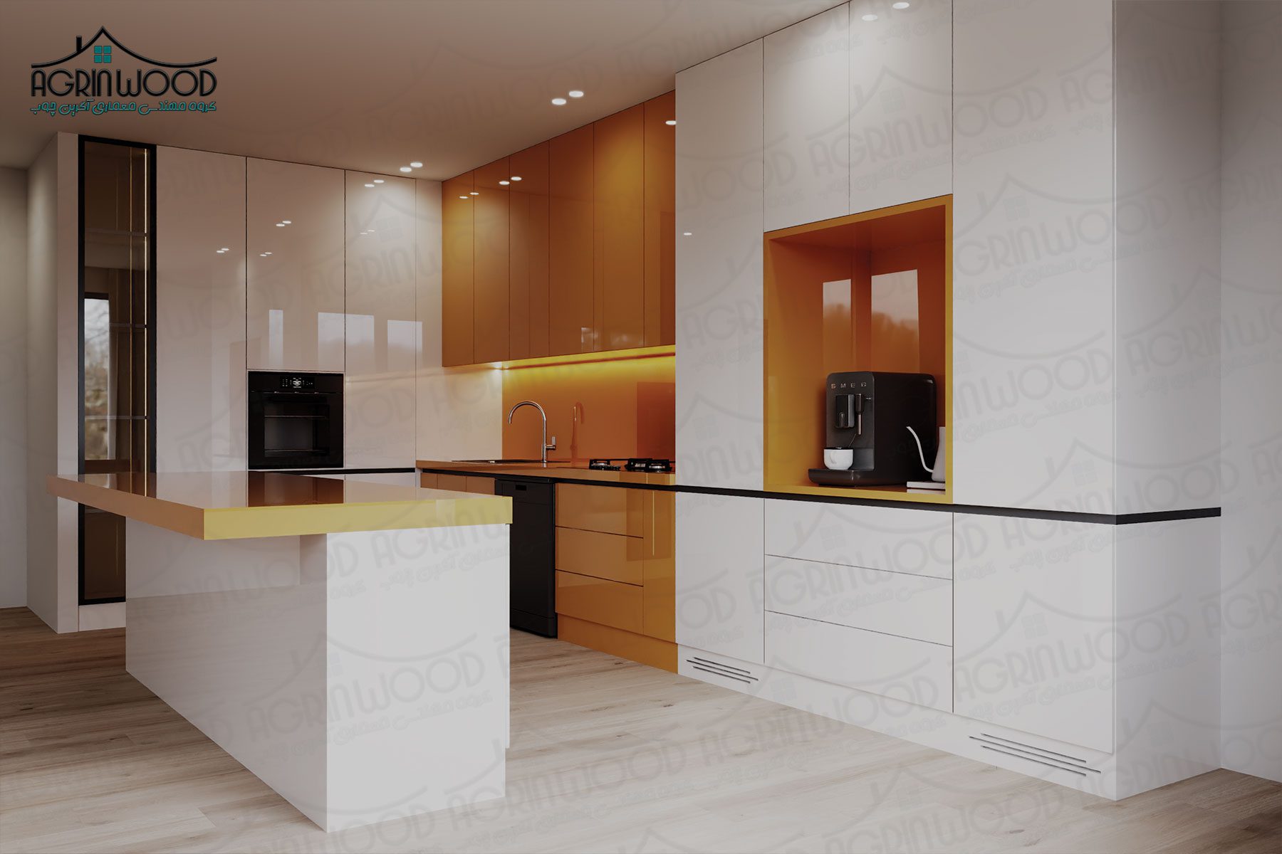 کابینت هایگلاس نارنجی