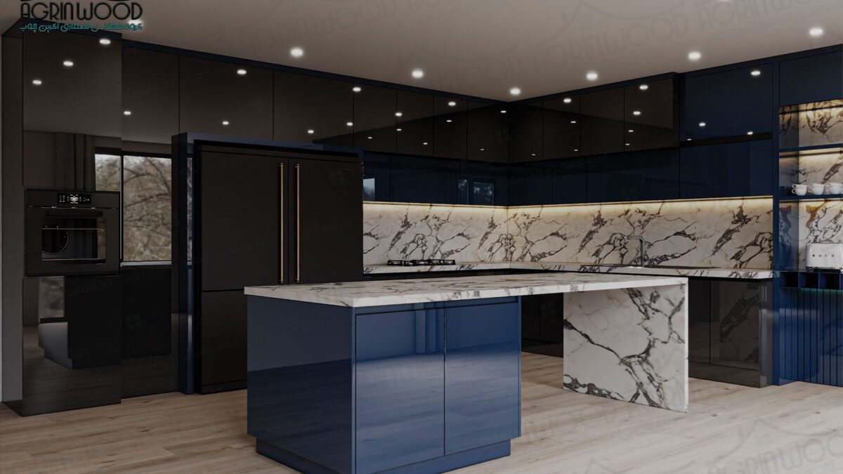 کابینت پلی‌گلاس سرمه ای