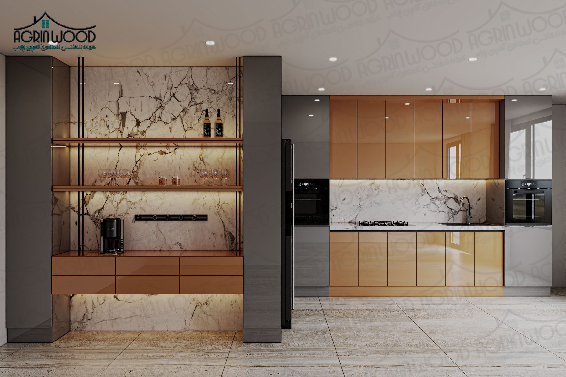 کابینت هایگلاس نارنجی